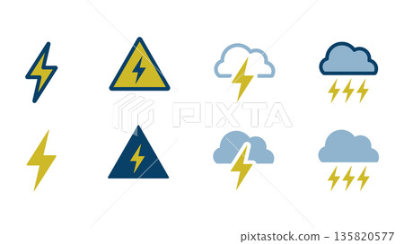 Lightning related icon illustration set 135820577