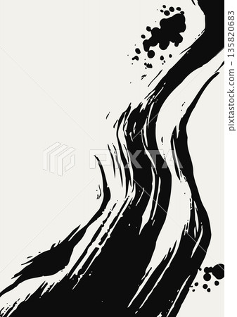 Japanese Ink Brush Stroke Vector Banner Japanese Ink Brush Stroke Vector Banner 135820683