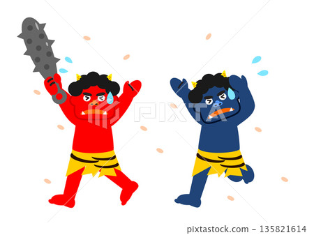 紅藍惡魔躲避丟豆子的攻擊 135821614