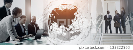 Business scene and global network concept. Horizontal visual for banners and advertisements. 135822593