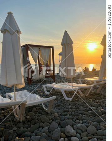 Summer sunset and relaxation on the Black Sea coast in Sochi 135822693