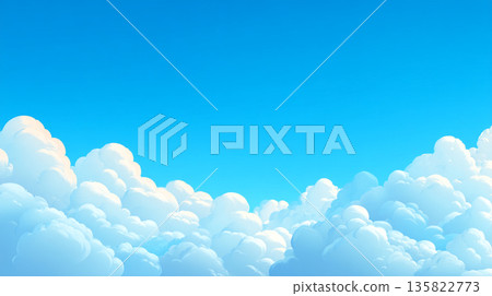 夏日的天空湛藍如洗，壯麗的積雨雲巍峨聳立。 135822773