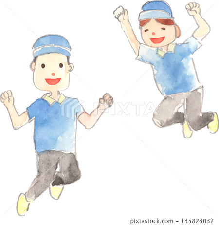 跳躍工人的向量插圖 跳躍工人的向量插圖 135823032