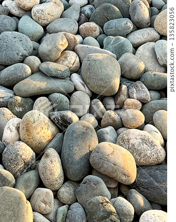 Background of pebbles on the sea coast 135823056