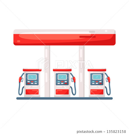Illustration of gas station Illustration of gas station 135823158