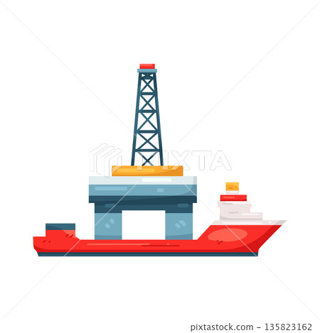 Illustration of Offshore Oil Rig Platform 135823162