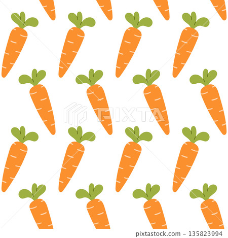 Carrot seamless pattern on white background. Flat vector illustration 135823994