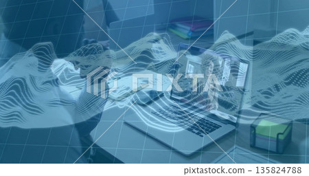 Joining remote meeting, professional holding smartphone and typing on laptop in office, copy space Joining remote meeting, professional holding smartphone and typing on laptop in office, copy space 135824788