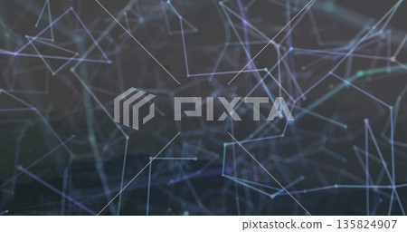 Displaying glowing nodes and connecting lines forming translucent polygons in dark interface Displaying glowing nodes and connecting lines forming translucent polygons in dark interface 135824907