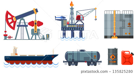 Oil industry Flat Icons Set Oil industry Flat Icons Set 135825280