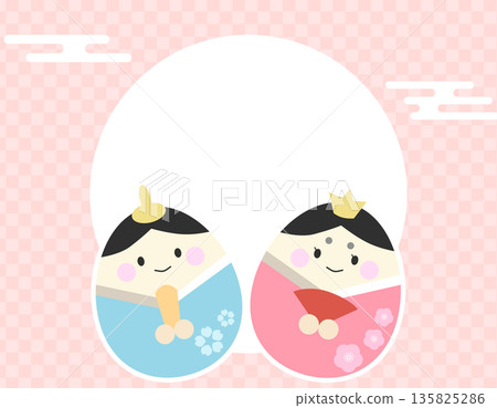 Hinamatsuri Frame, Japanese Pattern and Clouds, Hina Dolls and Emperor Hinamatsuri Frame, Japanese Pattern and Clouds, Hina Dolls and Emperor 135825286