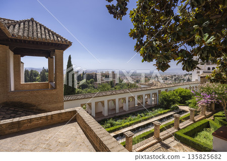 Alhambra palace and Generalife gardens view, Granada, Spain 135825682