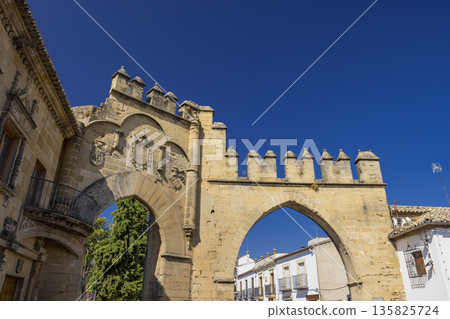 Baeza, Plaza del Populo, archway facade with historic crests Baeza, Plaza del Populo, archway facade with historic crests 135825724