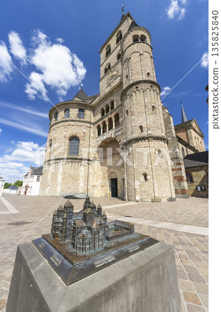 Trier Cathedral and architectural model on Domfreihof square, Germany 135825840