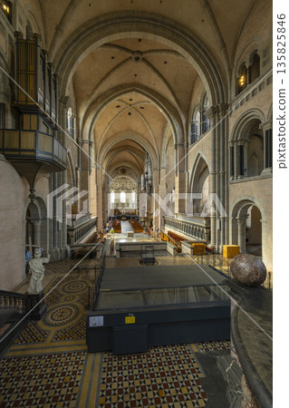 Trier Cathedral interior showcasing Romanesque architecture and design 135825846