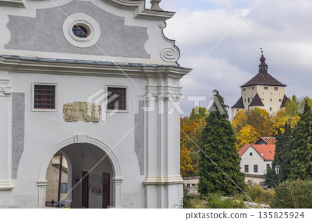 New Castle Banska Stiavnica with historical archway New Castle Banska Stiavnica with historical archway 135825924