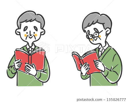 老男子讀書向量圖 老男子讀書向量圖 135826777