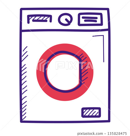 Washing machine doodle icon vector isolated Washing machine doodle icon vector isolated 135828475