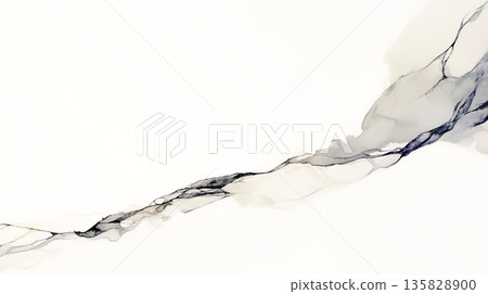 Watercolor illustration with black cracks on a white background 135828900