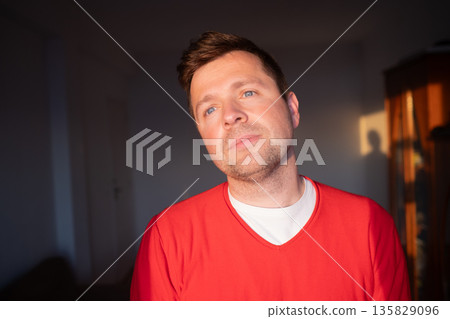 Confident mature male posing with a friendly expression, concept of stability and trust. 135829096