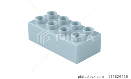 Pastel Blue Plastic Block Isolated on a White Background. 135829416