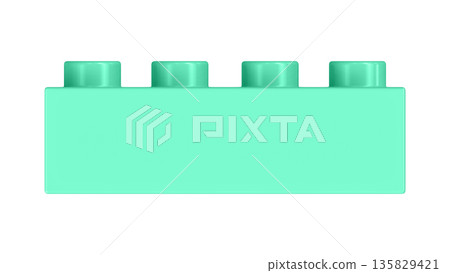 Aquamarine Plastic Block Isolated on a White Background. 135829421