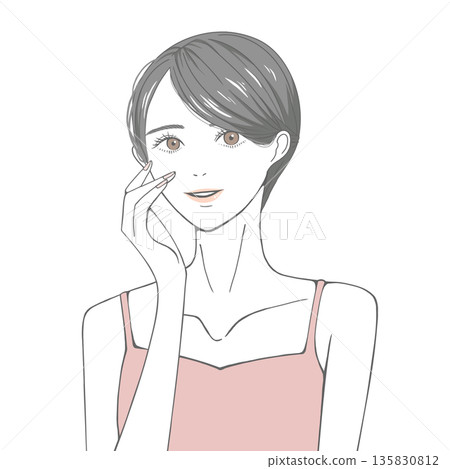 手托右臉頰的女子(黑髮) 手托右臉頰的女子(黑髮) 135830812