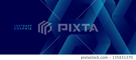 Modern digital technology background design with hexagons. Futuristic technology hexagonal abstract mesh concept. Geometric stripe line art design for poster, brochure, cover, banner, website, header. 135831370