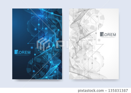 Abstract digital technology cover template design for a report and brochure, flyer, leaflets, poster, header, banner, website, presentation. Vector illustration 135831387