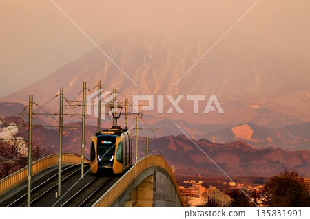 Mount Nantai in the morning glow... Haga Utsunomiya LRT [Utsunomiya Haga Light Rail Line] 135831991