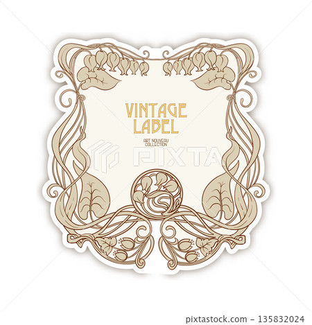 Decorative flowers and leaves in art nouveau style 135832024
