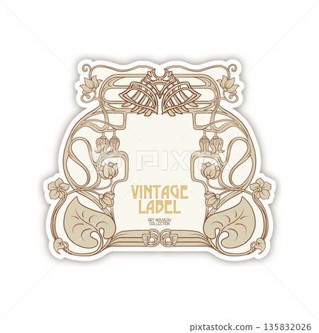 Decorative flowers and leaves in art nouveau style Decorative flowers and leaves in art nouveau style 135832026