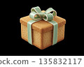 Realistic gift-shaped icing cookie illustration | Gift and confectionery ingredients Mint x White 135832117