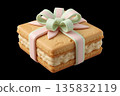 Realistic gift-shaped icing cookie illustration | Gift and sweets material pink ✖️ mint 135832119