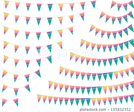 花環三角形、曲線、21 彩虹 135832352