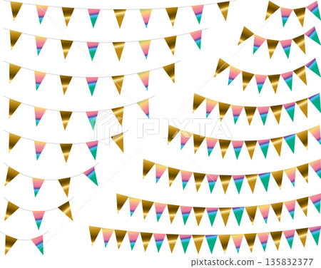 Garland triangle, curved, gold 21 rainbow Garland triangle, curved, gold 21 rainbow 135832377