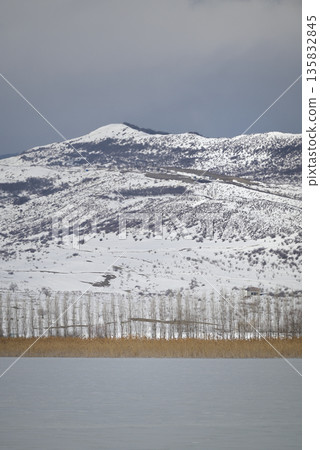 Lisi lake frozen in winter, small lake and popular recreation area in Tbilisi, Georgia Lisi lake frozen in winter, small lake and popular recreation area in Tbilisi, Georgia 135832845