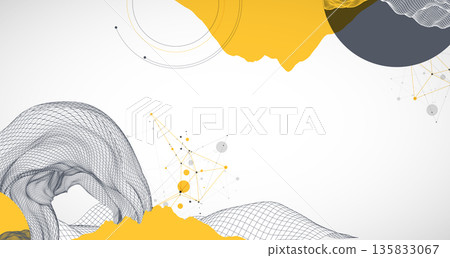 Abstract wireframe background. Modern science art elements. Surface illustration. Abstract wireframe background. Modern science art elements. Surface illustration. 135833067