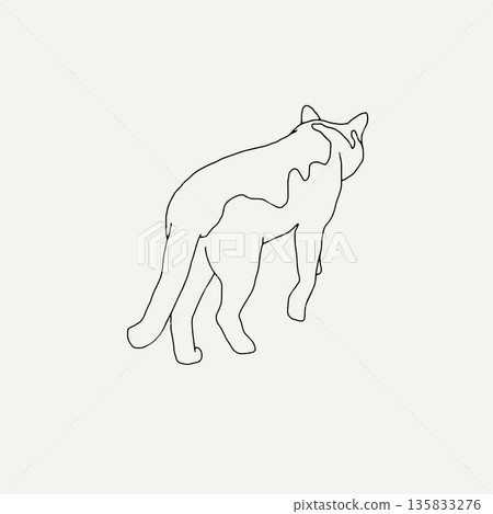 Cat walking away vector illustration in doodle style Cat walking away vector illustration in doodle style 135833276