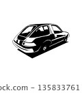 Amc Pacer car logo design. Vector image with rear view on white background. Isolated logo, badge, emblem, icon, sticker design. Available in eps 10. 135833761