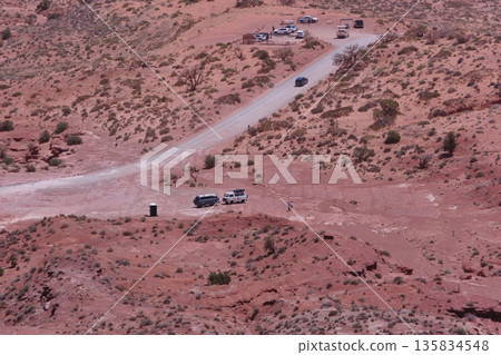 Monument Valley Valley Drive parking area and portable toilets Monument Valley Valley Drive parking area and portable toilets 135834548