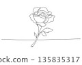 Continuous One Line Drawing of a Rose eps10 135835317