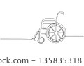 Continuous One Line Drawing of a Wheelchair eps10 135835318