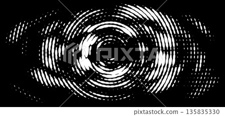 Halftone oval dotted background. Shape with radial energy. Random modern halftone line dot texture. Half tone circular irregular halftone points. Halftone oval dotted background. Shape with radial energy. Random modern halftone line dot texture. Half tone circular irregular halftone points. 135835330