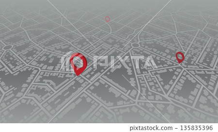Highlights points of interest and roads to location marker. Isometric city urban roads and streets abstract map downtown district map. Vector illustration Highlights points of interest and roads to location marker. Isometric city urban roads and streets abstract map downtown district map. Vector illustration 135835396