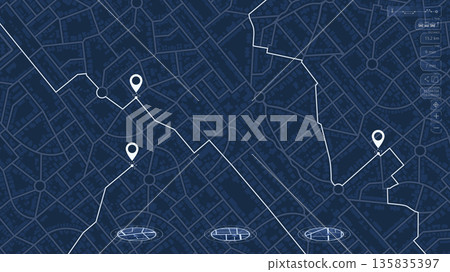 Gps, graphic tourist map of territory. Search map navigation. Fragments of town. Futuristic route dashboard gps map tracking. Vector illustration, Gps, graphic tourist map of territory. Search map navigation. Fragments of town. Futuristic route dashboard gps map tracking. Vector illustration, 135835397