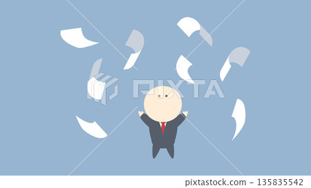 商業圖片插圖：商人扔文件 135835542
