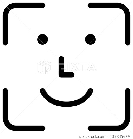 臉部辨識系統的簡單單色圖標 臉部辨識系統的簡單單色圖標 135835629