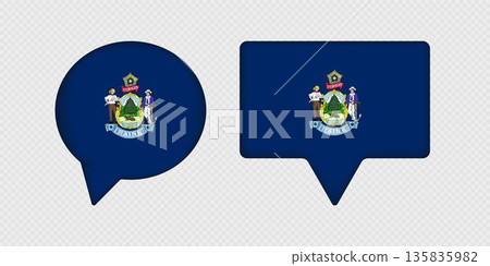 Flag of Maine State in Speech Bubble. 135835982