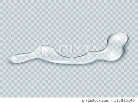 Water spill puddle. Blue liquid shape in flat cartoon style. Clean fluid drop design element isolated on white background 135836140